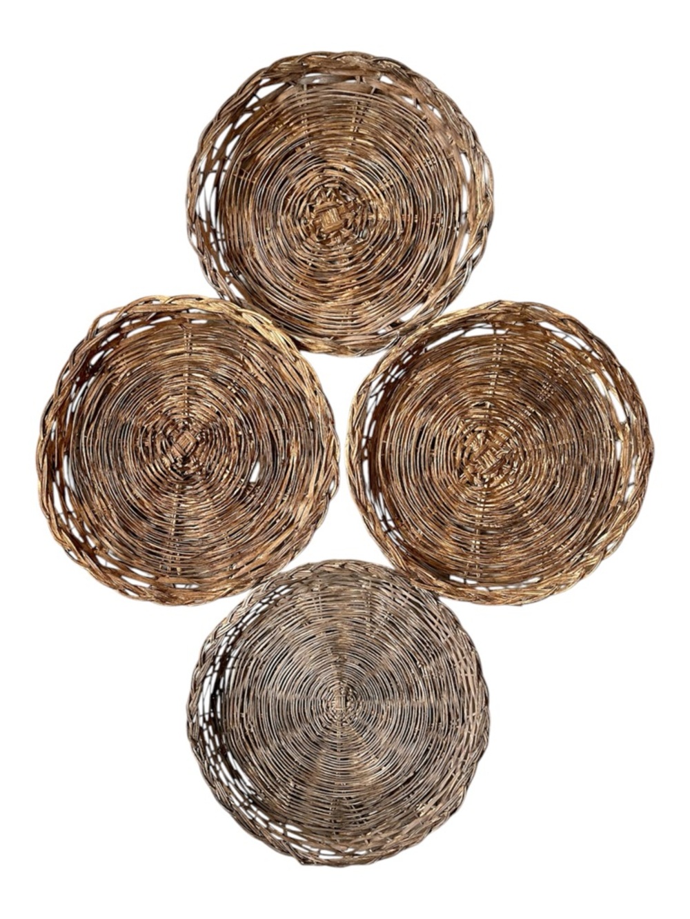 Vintage Wicker / Rattan Rustic Boho Paper Plate Holders - Set of 4